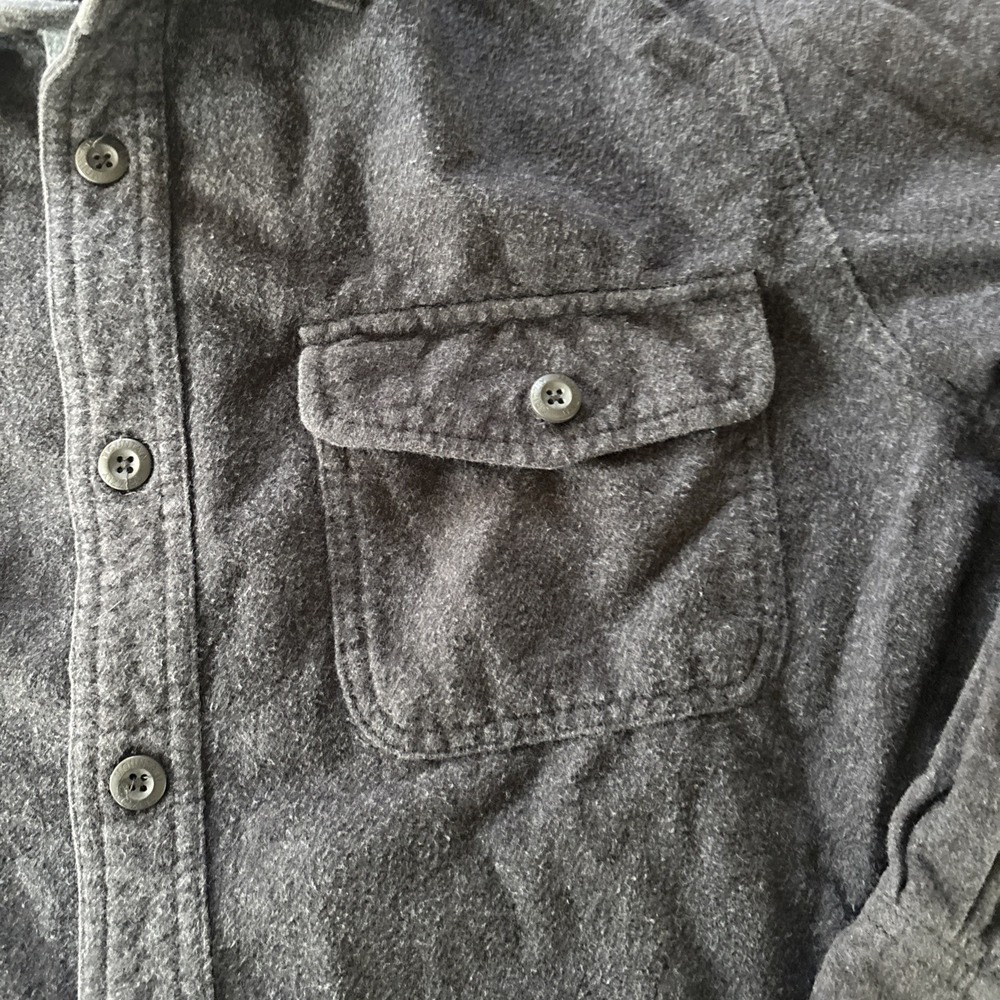Grizzly Mountain Men's large gray Chamois Flannel GRAY Button Front Shirt - Picture 5 of 10